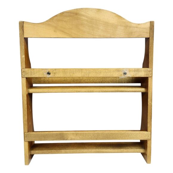 Vintage Wagner and Sons Spice Rack 2 Tier Wood Shelf Wall or Free Stand - Picture 4 of 16